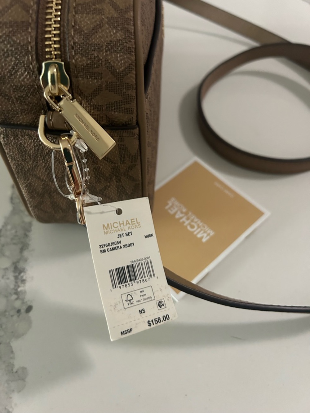 NWT MICHAEL Michael Kors Jet Set Small Signature Logo Camera Crossbody Brown - Picture 2 of 8
